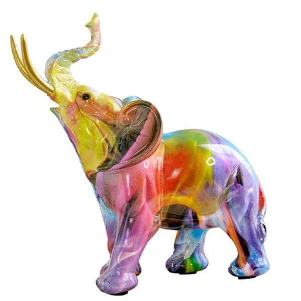 Værelse Farvet Housewarming Samlerobjekt Graffiti Udsmykning Lykke Landskab Statuer Levende Kreativ Udsmykning Ornament Pearl Elephant 20*25.5*9.5cm