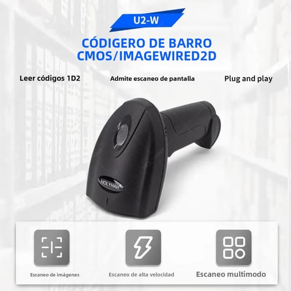 U2-B Kablet 1D/2D med stativ (blå knap), bærbar stregkodelæser, Bluetooth-forbindelse, 2D trådløs scanner, håndholdt 1D stregkodelæser U2 Add Stand
