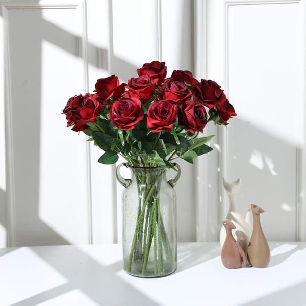 Kunstig rose, rød, 50cm, 10 stk