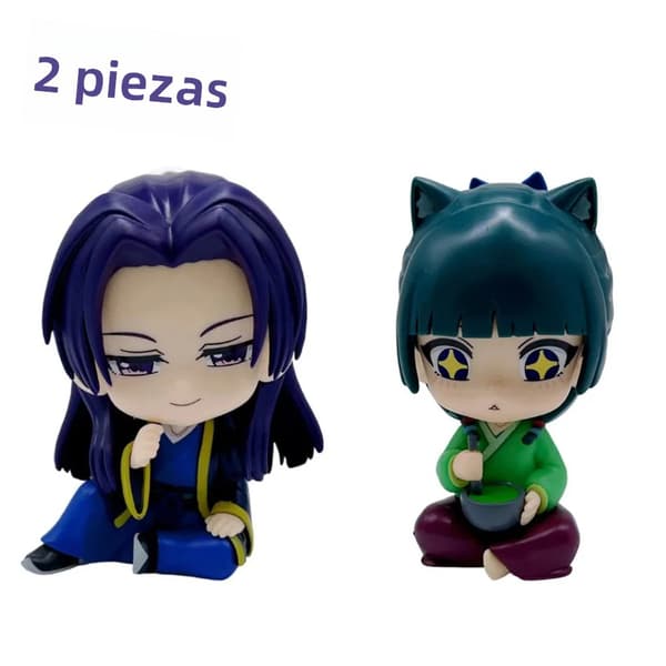 2 stk. Anime-inspirerede miniaturefigurer, 11,5 cm samleobjekter til boligindretning, gave