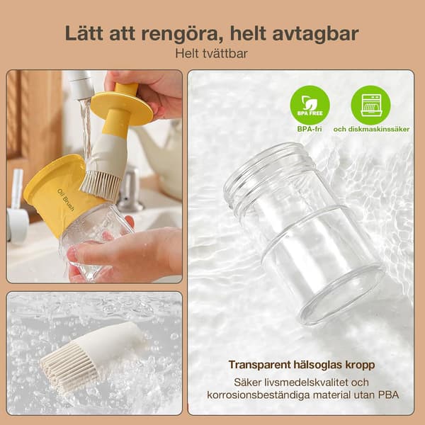 Oliedispenserflaske med varmebestandig børste, oliedispenser af glas til køkken, oliebeholder og kagebørste til madlavning, grill, eddike, S-14418