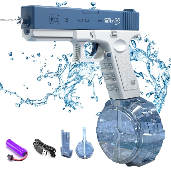 Elektrisk vattenpistol leksaker spricker Högtrycks stark vattenpelare leksakspistol Automatisk vatten sommar utomhuslek för barn Vuxen Blue B