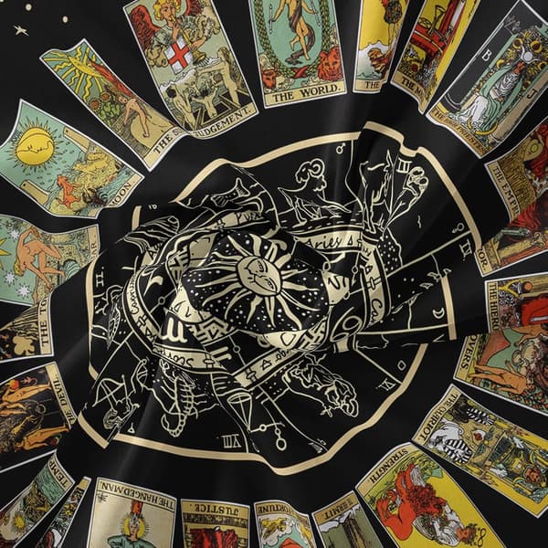 Tarot Spådom Väggbonad - Abstrakt Konst - Psykedelisk Väggdekor för Sovrum, Vardagsrum, Studentrum
