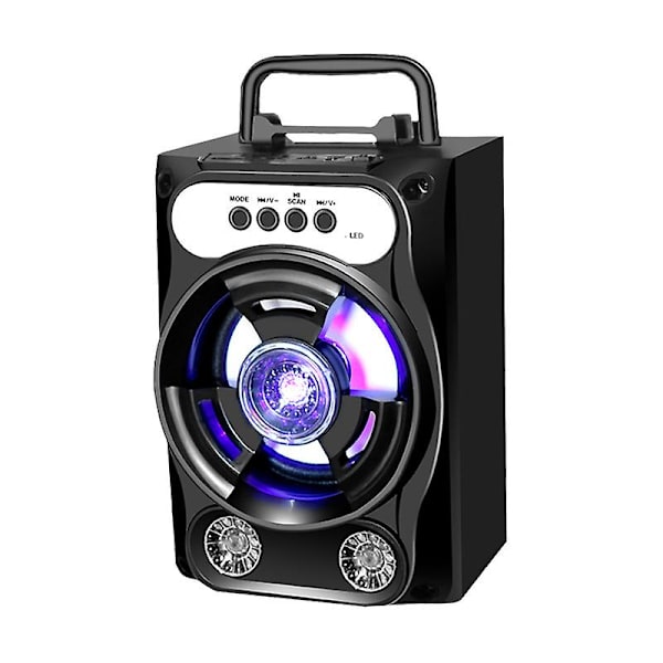 Bluetooth-högtalare Subwoofer Hifi med Mikrofon LED-ljus Stöd för TF-kort FM-radio USB-minne Hemmabiosystem black