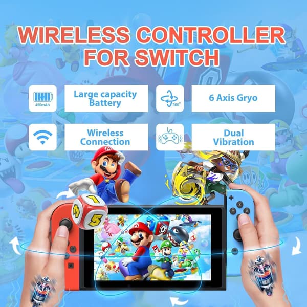 Rosa 3D Mobil Spillkontroller, Bluetooth 5.0 Joystick, Kompatibel med iOS og Android, Uttrekkbar Gamepad