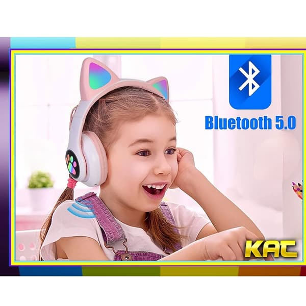 Rosa katteører trådløse over-øret Bluetooth-hodetelefoner 3