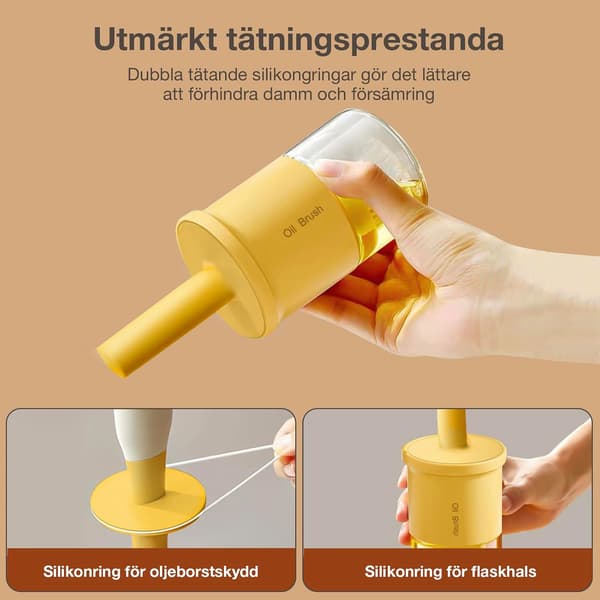 Oliedispenserflaske med varmebestandig børste, oliedispenser af glas til køkken, oliebeholder og kagebørste til madlavning, grill, eddike, S-14418