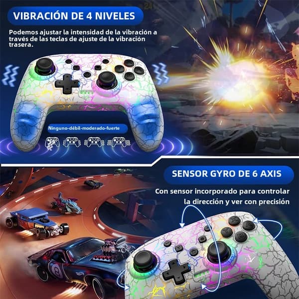 Rød Trådløs Bluetooth Gamepad med Touchpad & Mikrofon, Kompatibel med PS & PC, Dobbelt Vibration