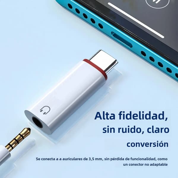 USB-C til 3,5 mm hodetelefonadapter lydkonverterer kompatibel med iPhone 15 og USB-C Samsung-telefoner