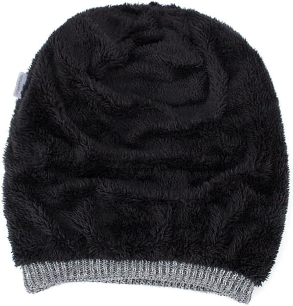 Vintermössa för Män Varm Stickad Lång Slouch Skull Cap Termisk med Mjuk Fleecefodring 2