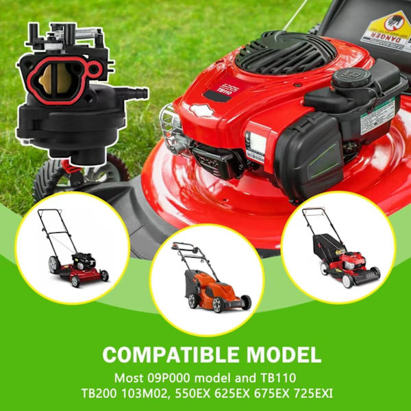 799584 Bensinaattori Yhteensopiva Briggs & Stratton TB110, TB200, 09P702, 103M02, 550EX, 625EX, 675EX, 725EXI, 163cc Ruohonleikkuri