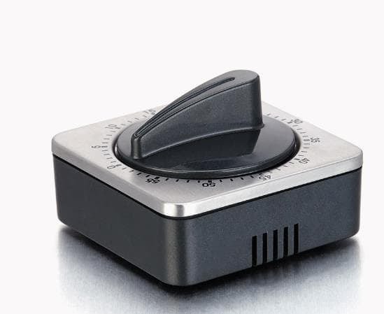 Mekanisk kjøkkentimer med timerfunksjon, magnet, rustfritt stål sølv/svart