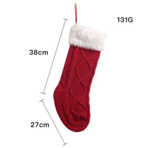 Joulukoriste 2024 Uusi Suuri Plussinen Neulotu Joululahja Lapsille Joululahja Sukat Lahjapussi Ripustus Red [Plush Knitted Socks