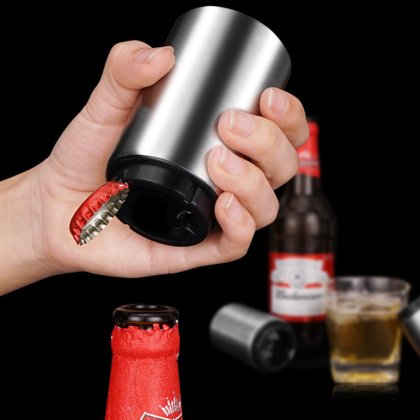 Ølflaskeåpner med magnet, push-pull, kjøkkenutstyr