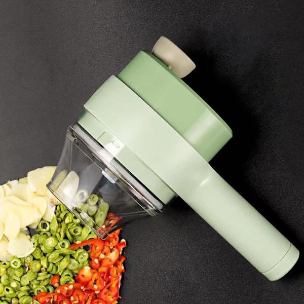 Elektrisk grønnsakskutter, mat grønnsakskutter multifunksjonell terning, trådløs løk grønnsakskutter