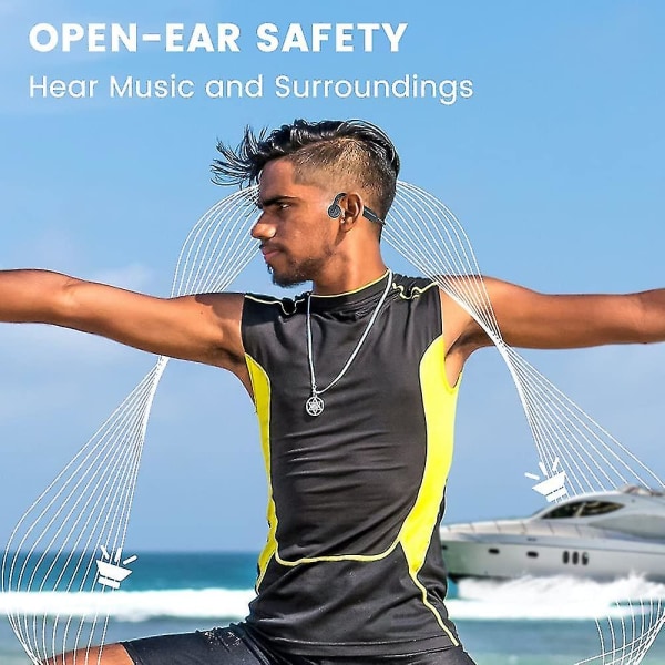 Air Open Ear Bone Conduction Hörlurar Trådlös Bluetooth 5.0 med mikrofon - Hifi 9d Stereo 16 timmars speltid - Svetttålig för sport träning Löpning