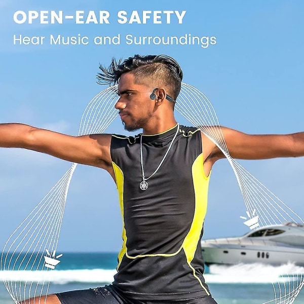 Air Open Ear Bone Conduction -kuulokkeet Langattomat Bluetooth 5.0 mikrofonilla - Hifi 9d Stereo 16 tunnin soittoaika - Hienkestävä urheiluharjoitteluun juoksemiseen