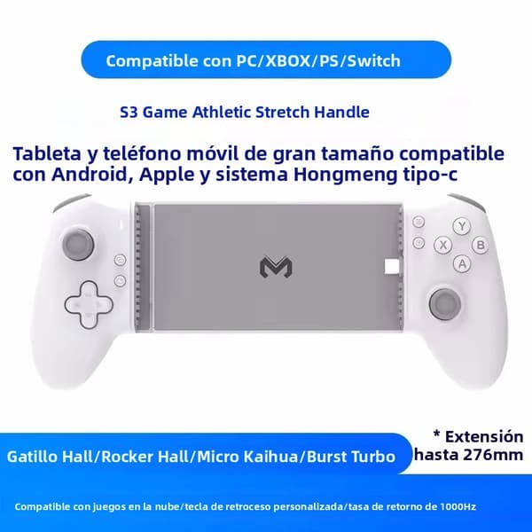 D7 Hvid RGB Trådløs Tablet Controller Kompatibel med Switch, Android & iOS, Udtrækkeligt Greb