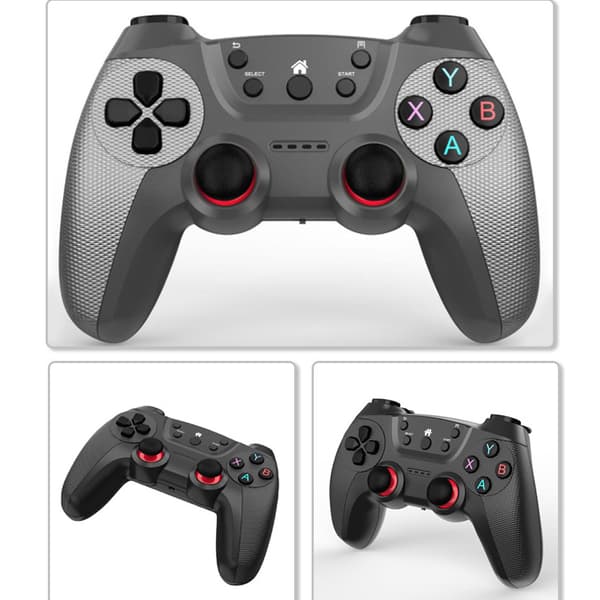 Vit Trådlös Bluetooth Gamepad Kompatibel med Switch, 6-Axis Gyro, RGB, Macro Funktion