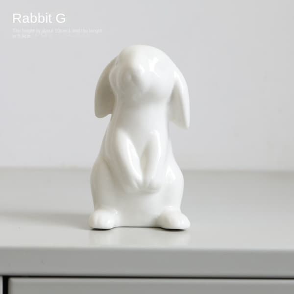 G-White Påskhare Figurin, Keramisk Djurprydnad, Liten Skrivbordsdekoration, Påskrelik