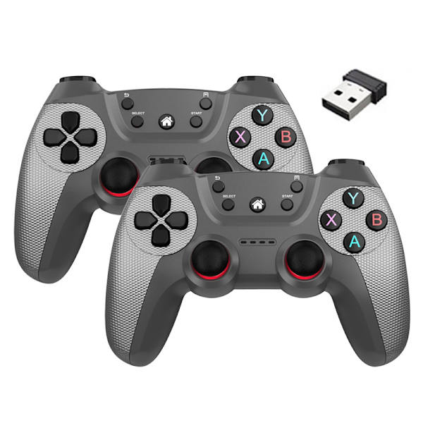 Rød trådløs controller med dobbelt vibration og lys, 4. generations seks akser