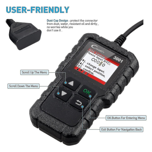 Creader 3001 Obd2 Scanner Obd Ii Eobd Bil fejlkodelæser