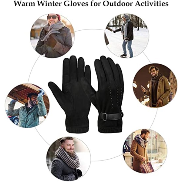Gants Hiver chaud écran tactile pour homme femme thermiques en semsket skinn doublure polaire mitaines anti-glisse hivernales pour le sport en plein air Condu