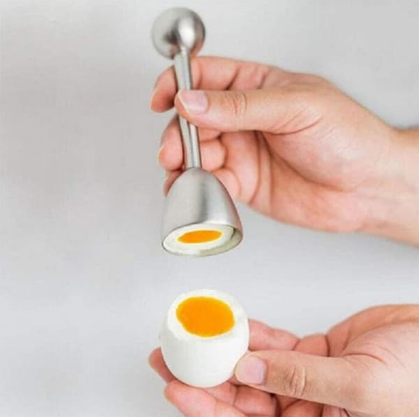 1 pakke eggåpner i rustfritt stål, eggeskallkutter, kjøkken eggåpner for husholdningsbruk, for rå/myke/harde egg, sølv