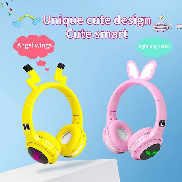 Trådløst Bluetooth-headset til børn, søde Pikachu-øretelefoner med indbygget mikrofon, ledning