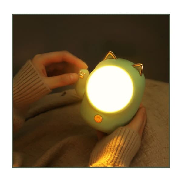 LED Nattlys Soverom Nattbordslampe Øyebeskyttelseslys med Touch USB-lading Grønt Nattlys Søvn B