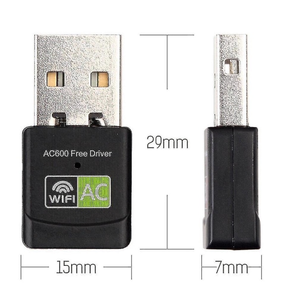 2,4+5 Ghz mini trådlös USB wifi-adapter gratis drivrutinsmottagare 600mbps USB wifi ac dongeladapter