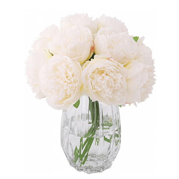 Konstgjorda pionblommor, vita, 1 knippe