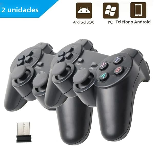 Blå trådløs gamepad kompatibel med PS2-konsoll og PC, USB-kontroller, dobbel vibrasjon