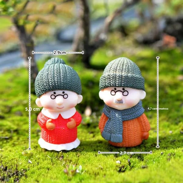 Vinter Bedstefar Stil Miniature Brud & Brudgom Figurer, Rød 2 STK Sæt