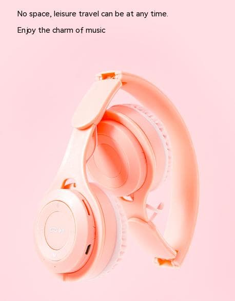 Hörlurar med huvudmontering, hopfällbara, trådlösa, Macaron, utsökta, små, mode, student, Bluetooth-headset (Blå)