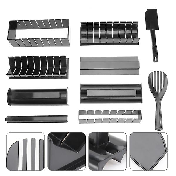 1 sæt Sushi-værktøjssæt Risrulleform Køkken gør-det-selv simpelt kogesæt (sort) Black 26X15.5cm