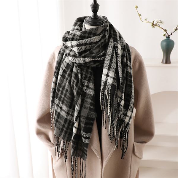Ny Lyxig Vintervarm Halsduk Mode Rutiga Fransar Mode Sjal För Män Kvinnor Tjockare Långa Halsdukar Enkel 200X70cm Wrap Halsduk 6