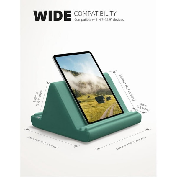 Lamicall-tabletpudeholder - Blødt pudestativ til tablet - Sengetabletstativ med lomme og 4 synsvinkler til 4-13" telefon og tablet - Grøn