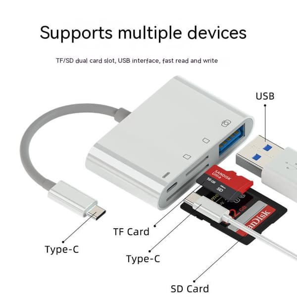 Fire-i-ett type-c kortleser multifunksjon hub usb kamera SD-kort tf-kort adapter alt-i-ett A