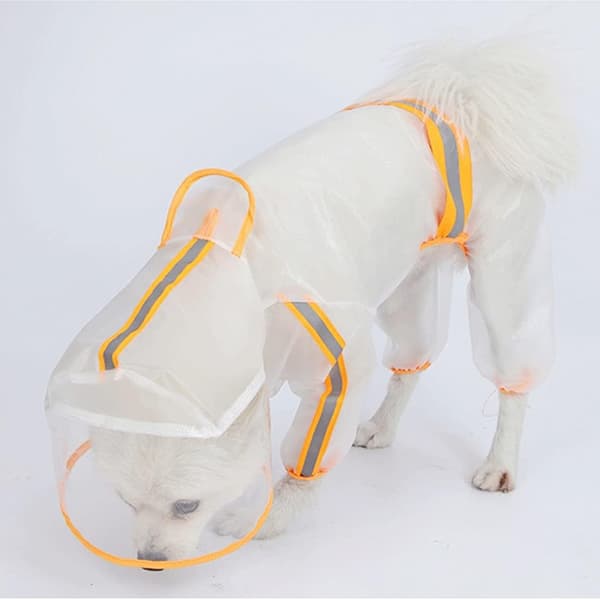 Vanntett lettvekts anti-stripe jakke regnfrakk til hund, oransje M, 10400