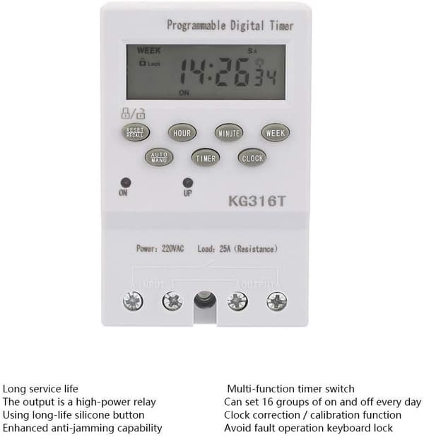 KG316T 220V Mikrodator Tidbrytare Digital Timer Brytare Mikrodator Tidkontroll Brytare Automatisk Programmerbar Digital Timer Brytare