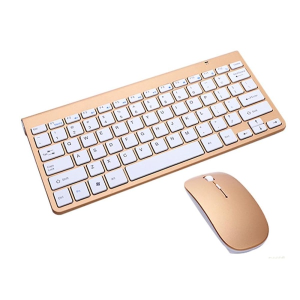 Tastatur- og musesæt, 2,4 g trådløst tyndt tastatur med trådløs musekombination til bærbar, pc A Tyrant Gold