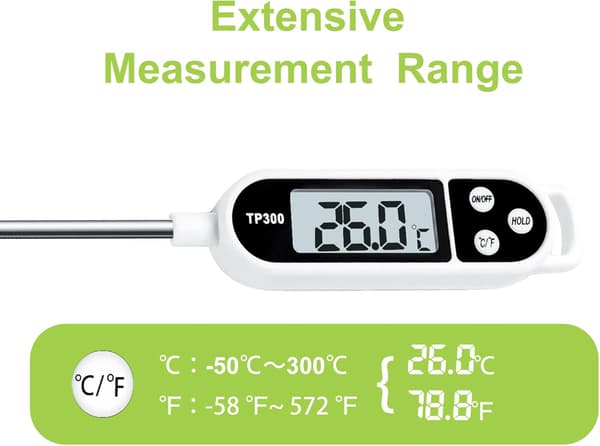 Matlagningstermometer, snabbläsande matlagningstermometer med lång sond och LCD-display, digital kökstermometer köttermometer för matlagning