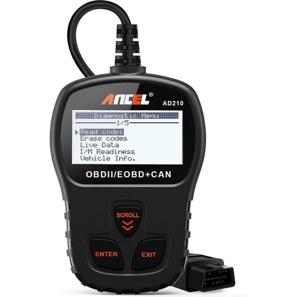 Ad210 Obd Ii Bilscanner til Bil - Automotive Køretøjs Obd2 Scanner Diagnostisk Scanværktøj - Sort