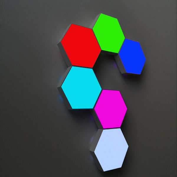 Fjärrkontroll Hexagon Vägglampa, Smart Väggmonterad Touch-Sensi