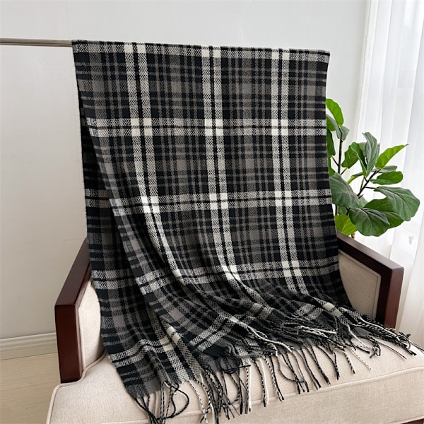 Ny Luksuriøs Vintervarm Sjal Mode Tartan Kvast Mode Sjal Til Mænd Kvinder Fortykkelse Lange Sjal Enkle 200X70cm Wrap Sjal 5