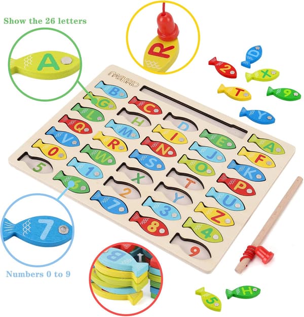 Magnetisk træfiskespil, alfabet/tal, 3-5 år
