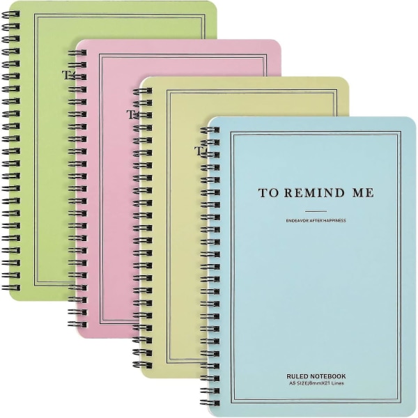 Piao 4 bitar av 8,26 X 5,9 tum (a5) färgspiralanteckningsbok, anteckningsbok med tema, lämplig för kontor, skolelever och hemmabruk, 60 ark/boo