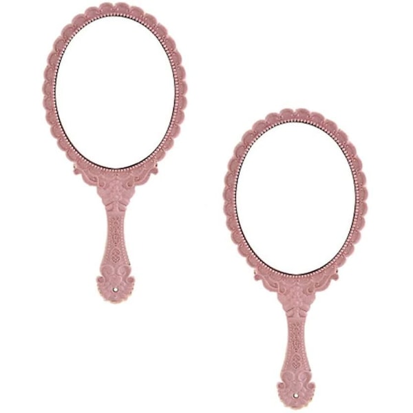 Vintage Retro håndspejl Blomsterspejl Bærbart ovalt makeup-spejl med håndtag