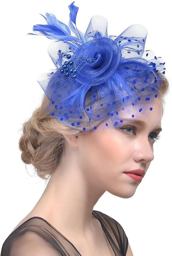 Hat Fjer Bryllup Damer Dag Hårbøjle og Klips Cocktail Te Selskab Hat Piger og Damer Blå Blue
